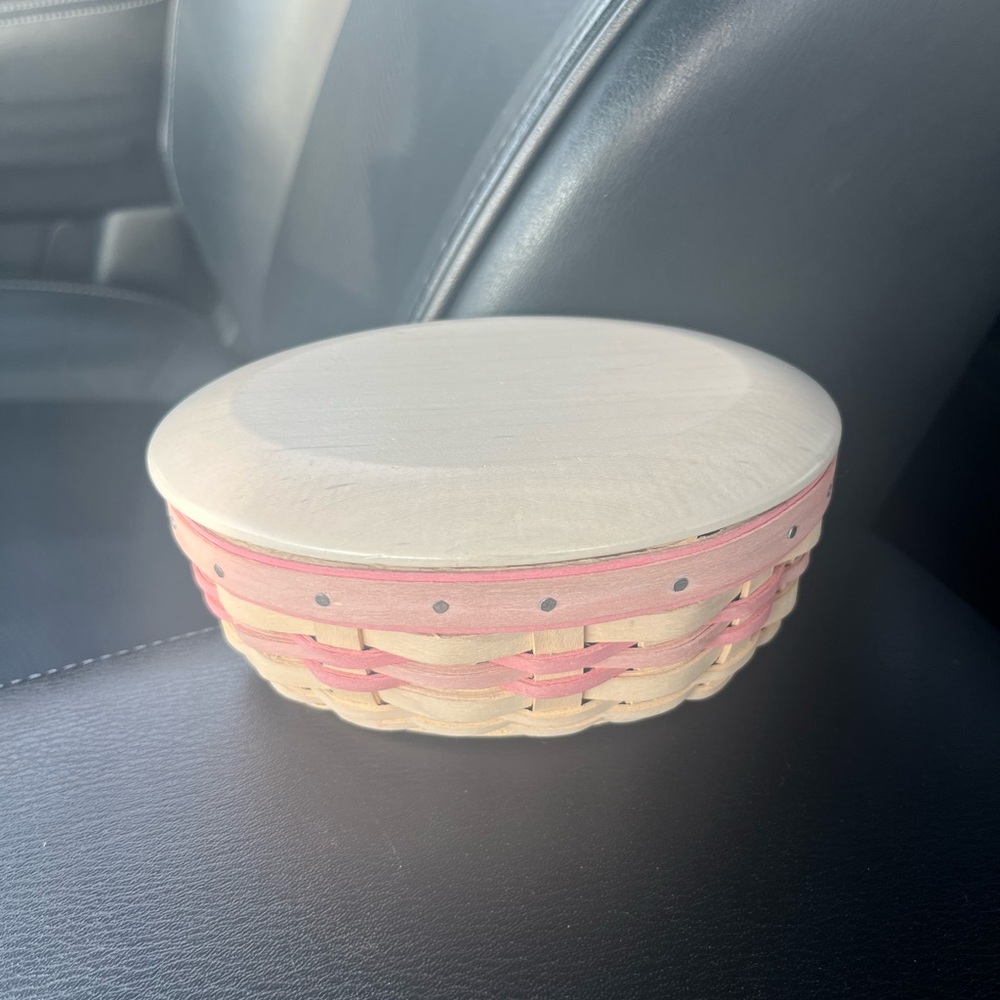 Longaberger Pink and Cream Accent Basket